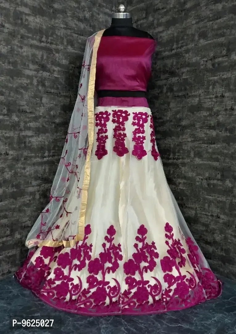 Buy HALFSAREE STUDIO Dark Pink Banarasi silk Semi-Stitched Lehenga Choli  Online at Best Prices in India - JioMart.