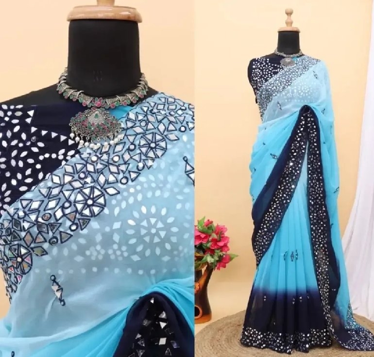 Mirror work saree designs | Mirror embroidery work saree collection |Latest mirror  saree ideas 2021 - YouTube