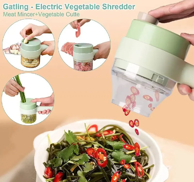 4 In 1 Vegetable Chopper Handheld Electric Vegetable Slicer Set