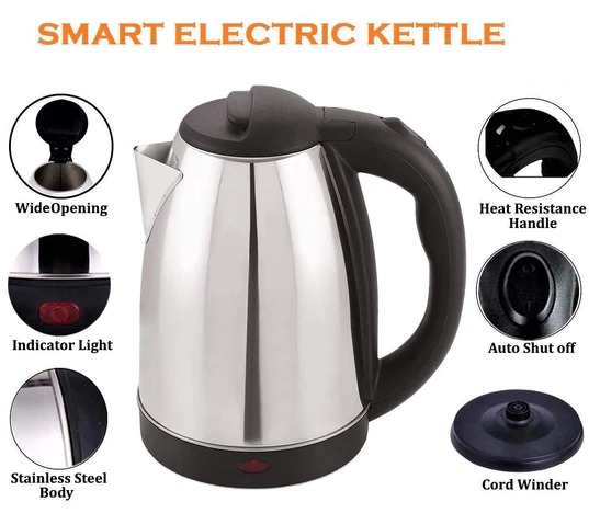 Scarlett Electric Kettle 2.0 Litre Design for Hot Water, Tea, Coffee, Milk  & etc Black