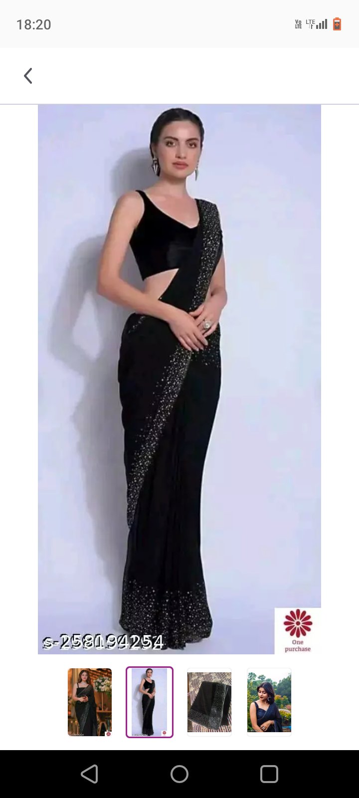 Hand Embroidered Georgette Saree in Black : SAR879